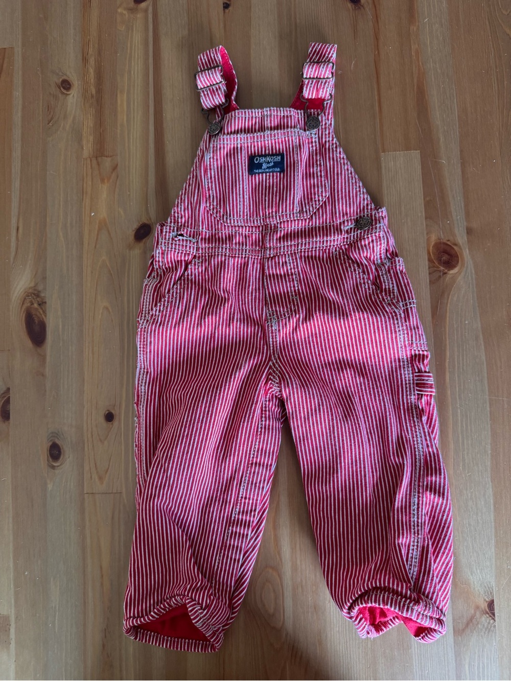 OshKosh B'gosh Pink and White Striped Kids Overalls